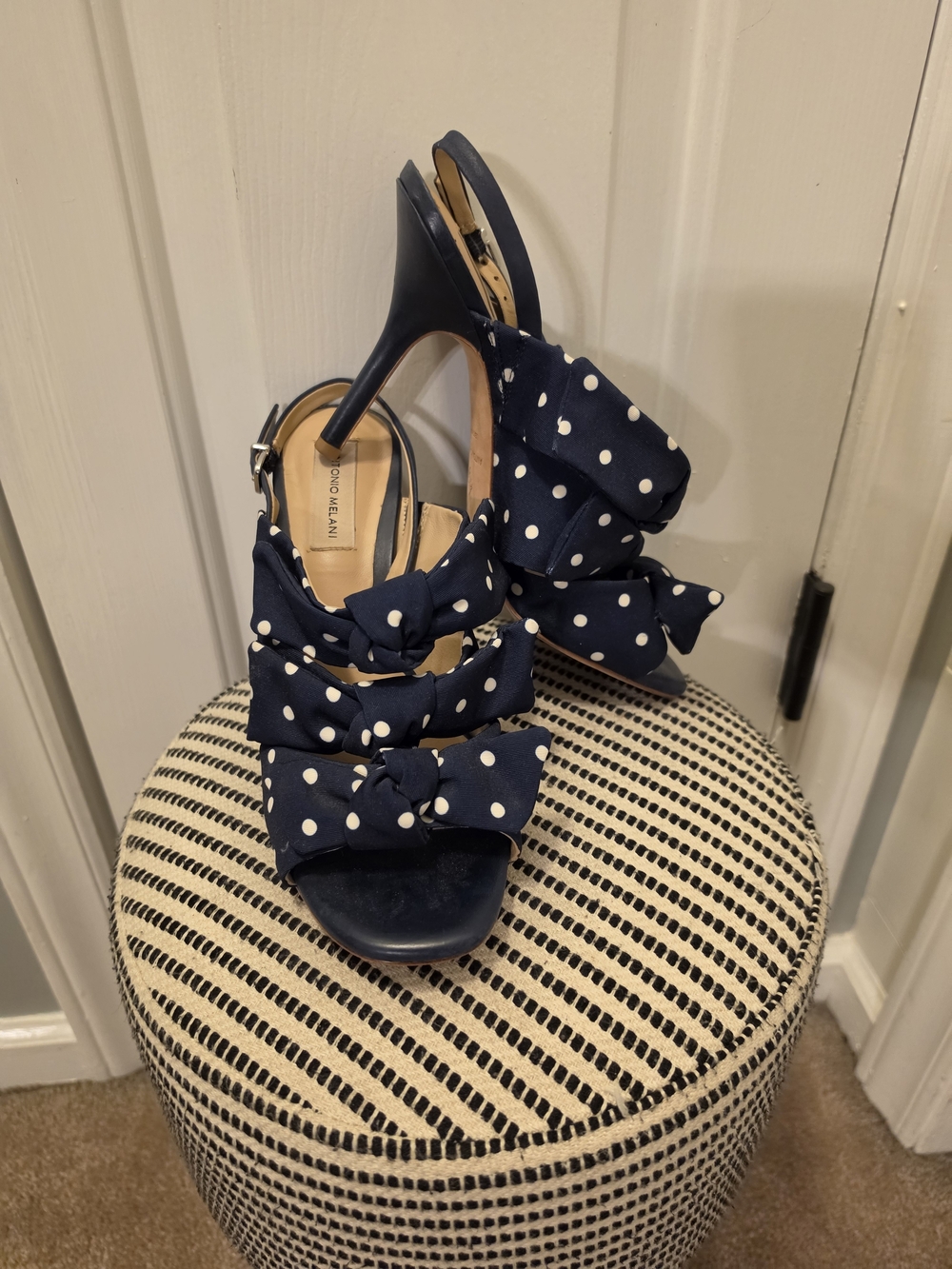 Antonio Melani Navy Polka Dot Bow Navy High Heels